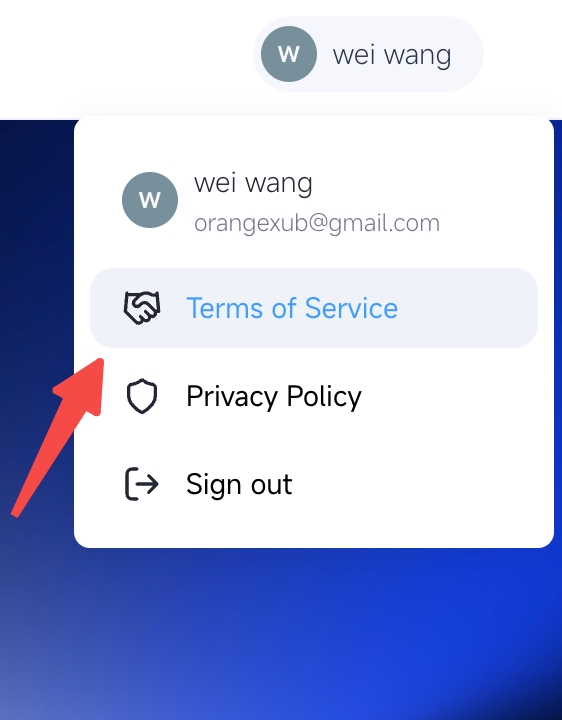 Terms of Service Location